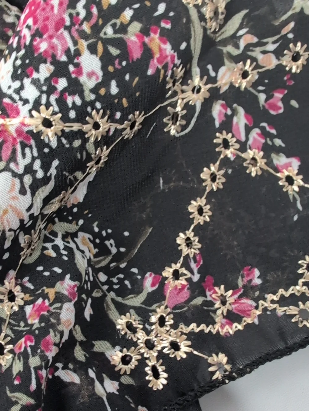 Piper K Black Floral Eyelet Scarf